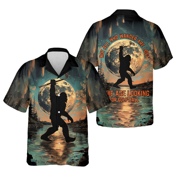 Maxcorners Not All Who Wander Are Lost Funny Bigfoot Men's Golf Polo Shirt, Golfers Gift, Funny Golf Shirt