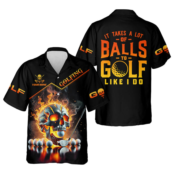 Maxcorners It Takes A Lot Of Balls To Golf Like I Do Custom Men's Golf Polo Shirt, Skull Golf Shirt, Funny Golf Shirt