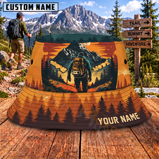 Maxcorners Hiking Sunset Mountain Backpacker Adventure Personalized Name 3D Cap