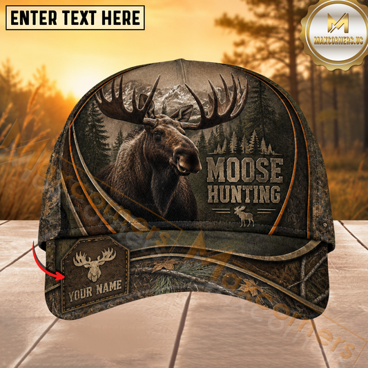 Maxcorners Moose Hunting Forest Camo Personalized 3D Cap