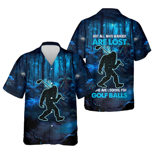 Maxcorners Not All Who Wander Are Lost Bigfoot Men's Golf Polo Shirt, Funny Golf Shirt, Dad Golf Gift