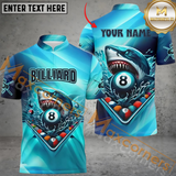 Maxcorners Shark Thunder Lightning Billiard Jersey Customized Name, Team Name 3D Polo Shirt