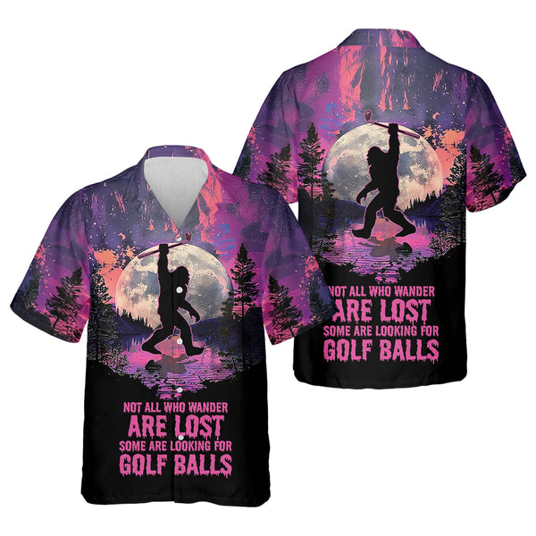 Maxcorners Not All Who Wander Are Lost Bigfoot Custom Men's Golf Polo Shirt, Funny Golf Shirt, Gift For Golfers