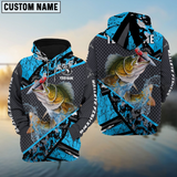 Maxcorners Walleyes Fishing Blue Camo Sport Jersey Personalized Name, Team Name 3D Long Sleeve Shirt