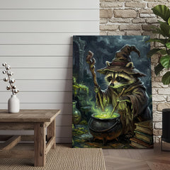 Maxcorners Wizard Raccoon Brewing Magic Potion Fantasy Art Canvas Wall Art
