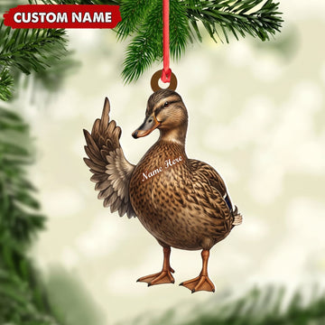 Maxcorners Duck Hunting Middle Finger Gesture Funny Duck Hunter Gift Customized Name 3D Keychain And Ornament