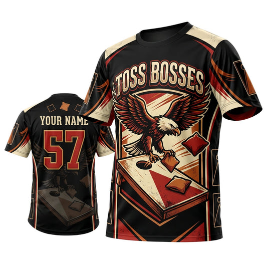 Maxcorners Cornhole Toss Bosses Eagle Personalized Name 3D Unisex Shirt