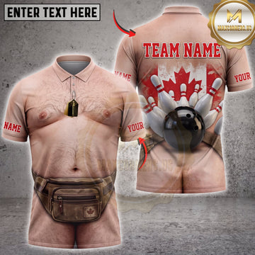 Maxcorners Bowling Funny Pale Body Waist Bag Bowling Ball Pins Personalized Name 3D Unisex Shirt