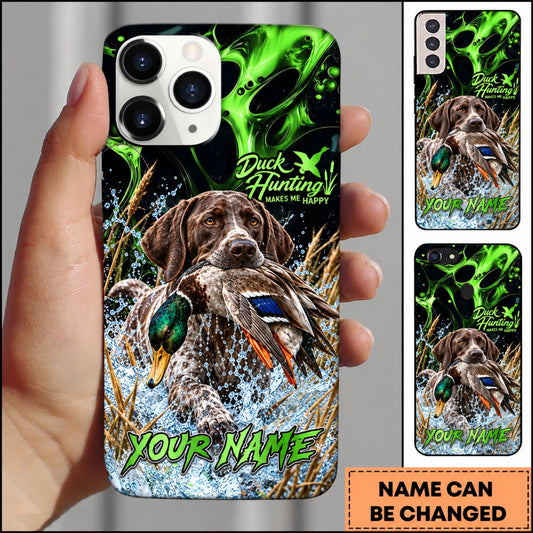 Maxcorners Duck Hunting Golden Retriever Green Lightning Water Splash Personalized Name 3D Phone Case - German Shorthaired Pointer