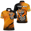 Maxcorners Roaring Tiger Dartboard Shirt - Rust & Black Darts Jersey With Custom Name For Men LM2404