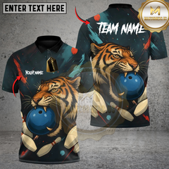 Maxcorners Bowling Tiger Ball Multicolor Customized Name, Team Name 3D Shirts