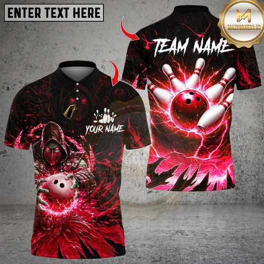 Maxcorners Bowling Assassin With Thunder Lightning Multicolor Customized Name, Team Name 3D Shirts