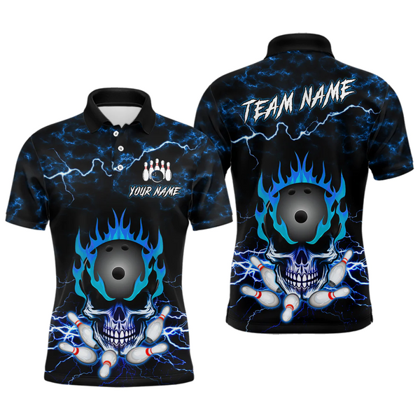 Maxcorners Bowling Skull Thunder Team Multicolor Option Customized Name 3D Shirt