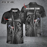 Maxcorners Billiards Skull Conqueror Personalized Name 3D Shirt