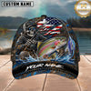 Maxcorners Fishing Skull Fisherman American Flag Personalized 3D Cap