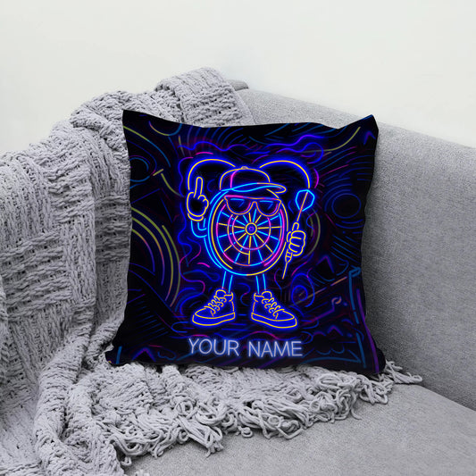 Maxcorners Darts Neon Cartoon Character Multicolor Customized Name 3D Pillow