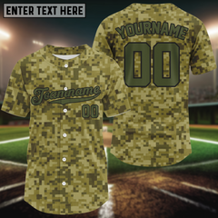 Maxcorners Personalized Army Green Baseball Jerseys Custom Camouflage Baseball Jersey For Men & Youth LM2608
