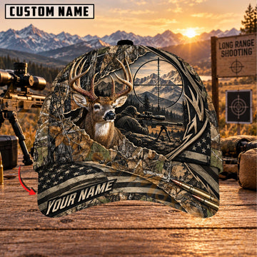 Maxcorners Long Range Shooting Woodland Buck Camo Personalized Name 3D Cap