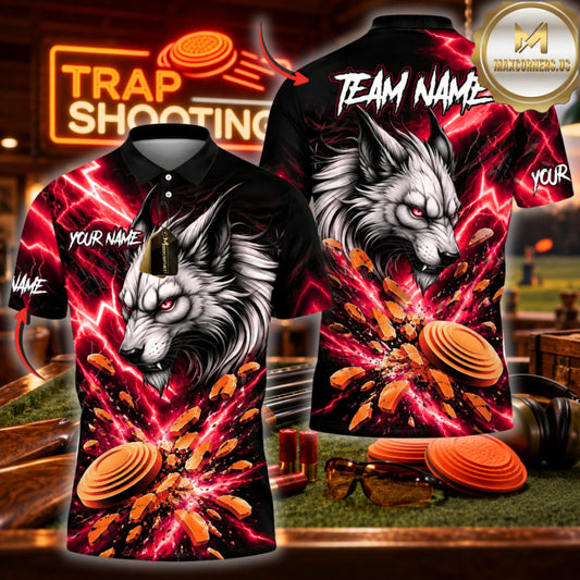 ( 4 Colors ) Maxcorners Trap Clay Shooting Fierce White Tiger & Flying Clay Targets Multicolor Customized Name, Team Name 3D Shirts