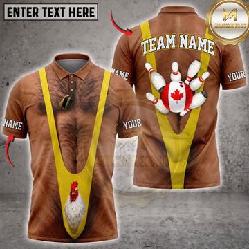 Maxcorners Bowling Funny Caveman Yellow Tie Canadian Bowling Ball Personalized Name 3D Unisex Shirt