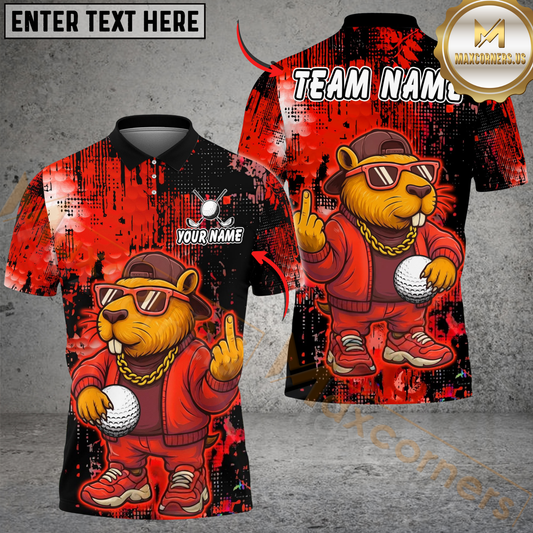 Maxcorners Golf Cool Capybara Design Personalized Name, Team Name 3D Shirt (4 Colors)