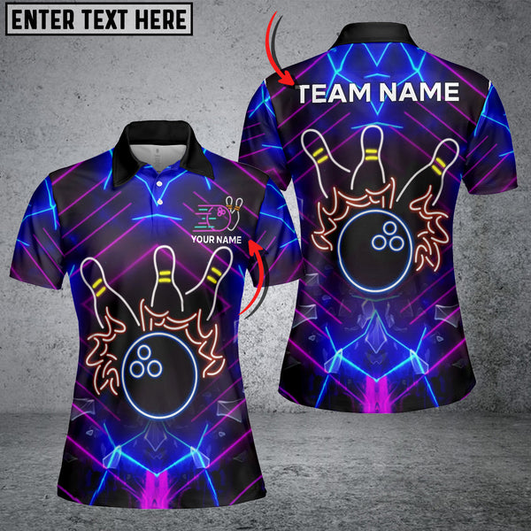 Maxcorners Neon Light Style Bowling Jersey Personalized Name, Team Name 3D Shirt