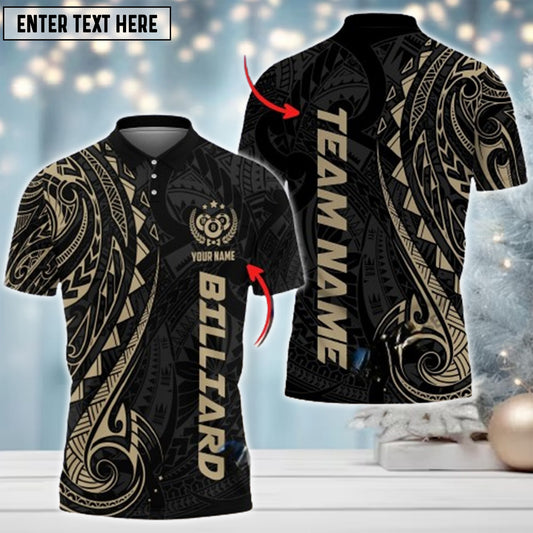 Maxcorners Billiards Maori Brown Personalized Name 3D Shirt
