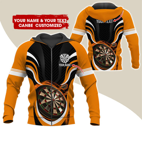 Maxcorners Orange Darts Personalized Name And Team Name 3D Shirt