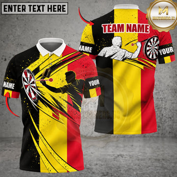 Maxcorners Darts Belgium Flag Eagle Claw Personalized Name 3D Unisex Shirt