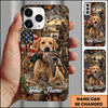 Maxcorners Duck Hunting Yellow Labrador Retriever American Flag Sunset Personalized Name 3D Phone Case - Yellow Labrador Retriever