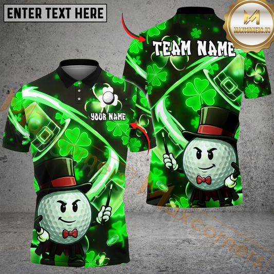 Maxcorners Lucky Swing Golf Polo Shirt Custom Name & Team Name 3D Shirts