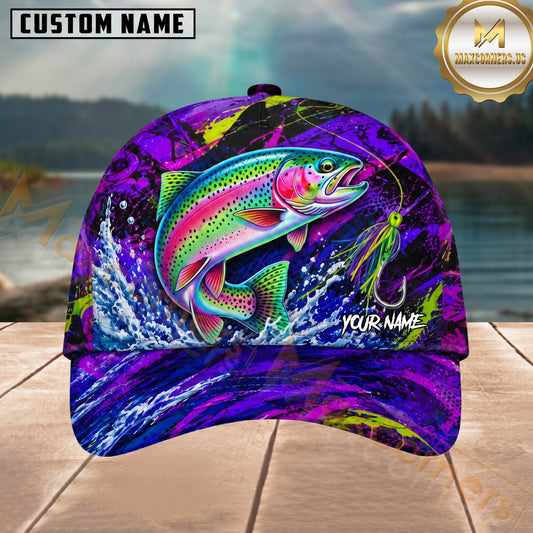 Maxcorners Fishing Neon Purple Splash Lure Personalized 3D Cap