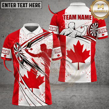 Maxcorners Darts Canada Flag Eagle Claw Personalized Name 3D Unisex Shirt