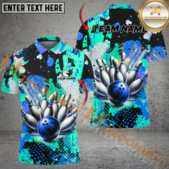 Maxcorners Graffiti Premium Bowling Jersey Multicolor Option Customized Name, Team Name 3D Polo Shirt