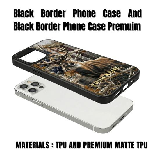 Maxcorners Elk Hunting American Flag Personalized Name Phone Case