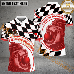 Maxcorners Lion Caro Pattern Bowling Jersey Multicolor Option Customized Name, Team Name 3D Polo Shirt