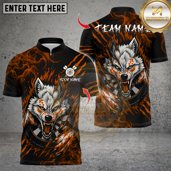 Maxcorners Darts Wolf Crack Multicolor Customized Name, Team Name 3D Shirts