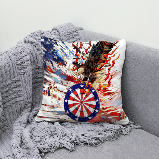 Maxcorners Darts American Eagle Flame Splash Multicolor Customized Name 3D Pillow