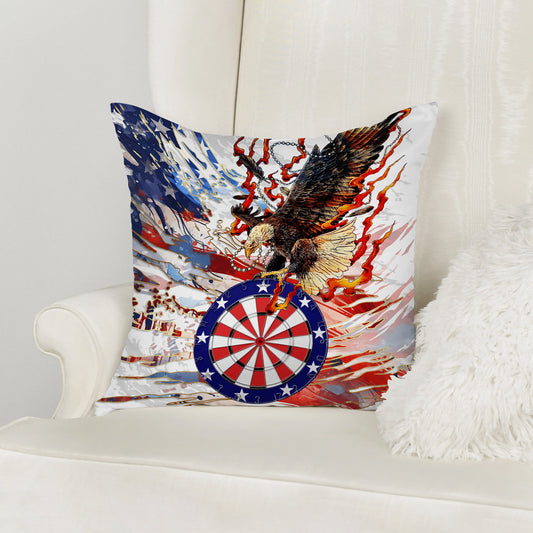 Maxcorners Darts American Eagle Flame Splash Multicolor Customized Name 3D Pillow