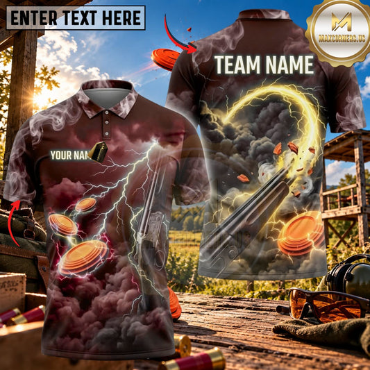 Maxcorners Clay Shooting Lightning Storm Clay Multicolor Customized Name Team Name 3D Shirts (4 Colors)