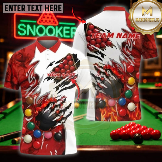 Maxcorners Billiard Pool Shirt Fierce Tiger Claw Tear Multicolor Customized Name 3D Shirt