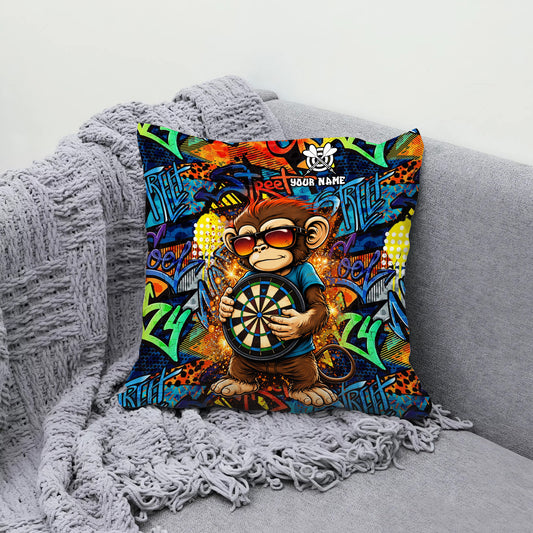 Maxcorners Darts Street Style Monkey Graffiti Multicolor Customized Name 3D Pillow