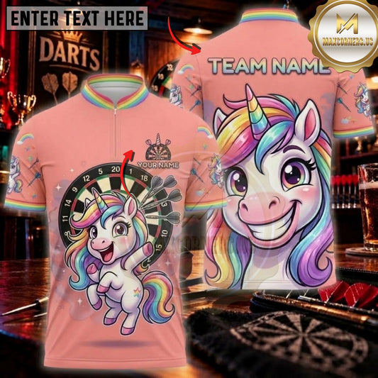 Maxcorners Darts & Unicorn and Dartboard Fantasy Graphic Multicolor Customized Name, Team Name 3D Shirts