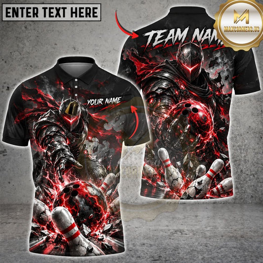 Maxcorners Bowling Glowing Eye Armored Warrior Energy Ball Explosive Pins Graphic Multicolor Customized Name, Team Name 3D Shirts