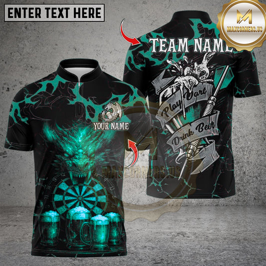 Maxcorners Darts Beer Dragon With Dartboard Multicolor Customized Name, Team Name 3D Shirts