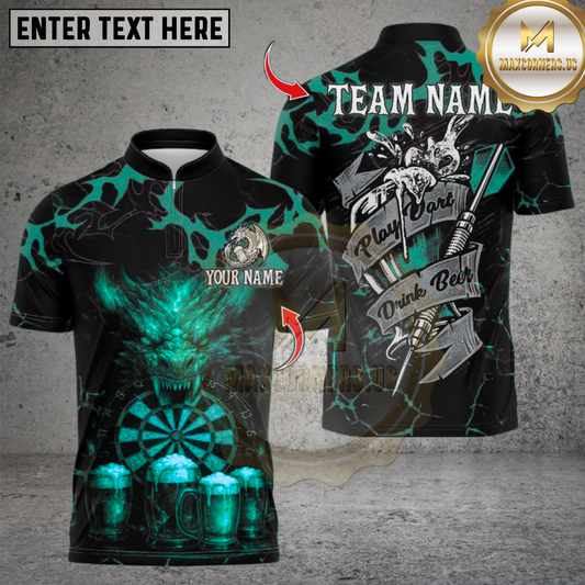 Maxcorners Darts Beer Dragon With Dartboard Multicolor Customized Name, Team Name 3D Shirts