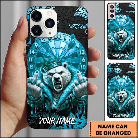Maxcorners King Bear Crown Gold Dartboard Street Luxury Personalized Name 3D Phone Case