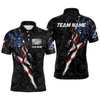 Maxcorners American Flag Scratch Billiard Shirt For Men, Custom 8 Ball Pool Team Jersey Polo & 1/4 Zip LM1805