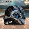 Maxcorners Fishing Olive Compass Scale Water Splash Personalized Name 3D Cap (12 Fish Species)