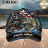 Maxcorners Fishing Skull Fisherman American Flag Personalized 3D Cap